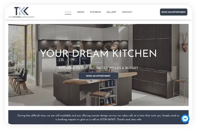 A screenshot of the website for your dream kitchen.