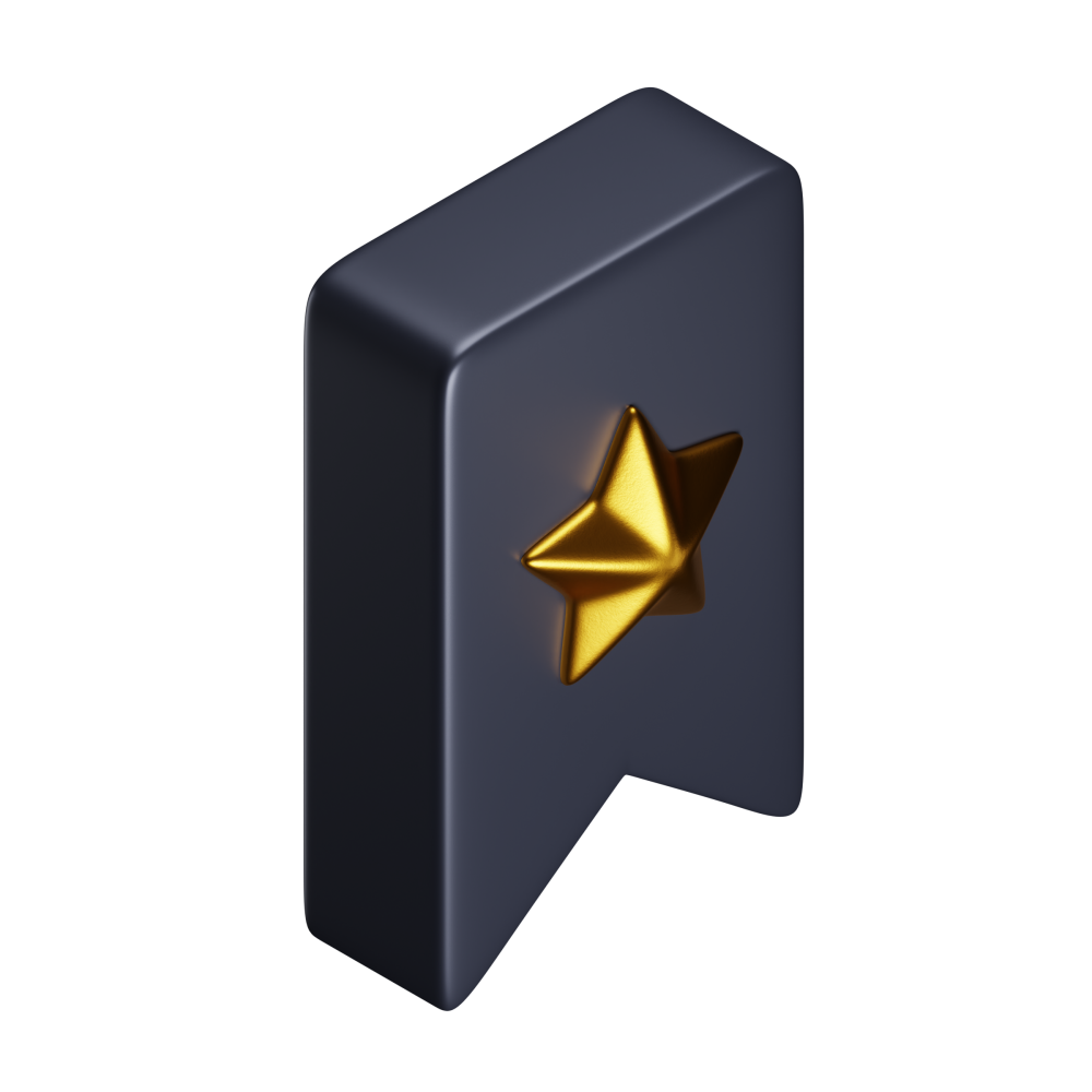 A black icon with a gold star on it.