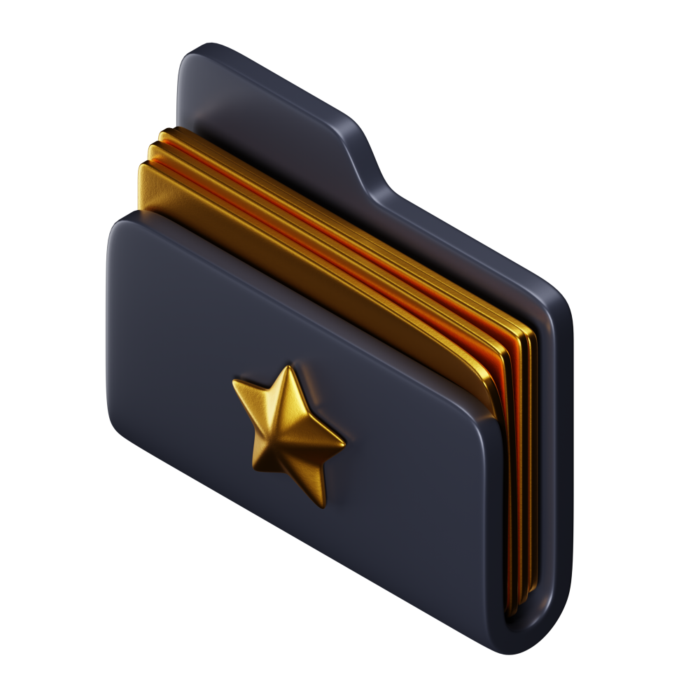 A black folder with a gold star on it
