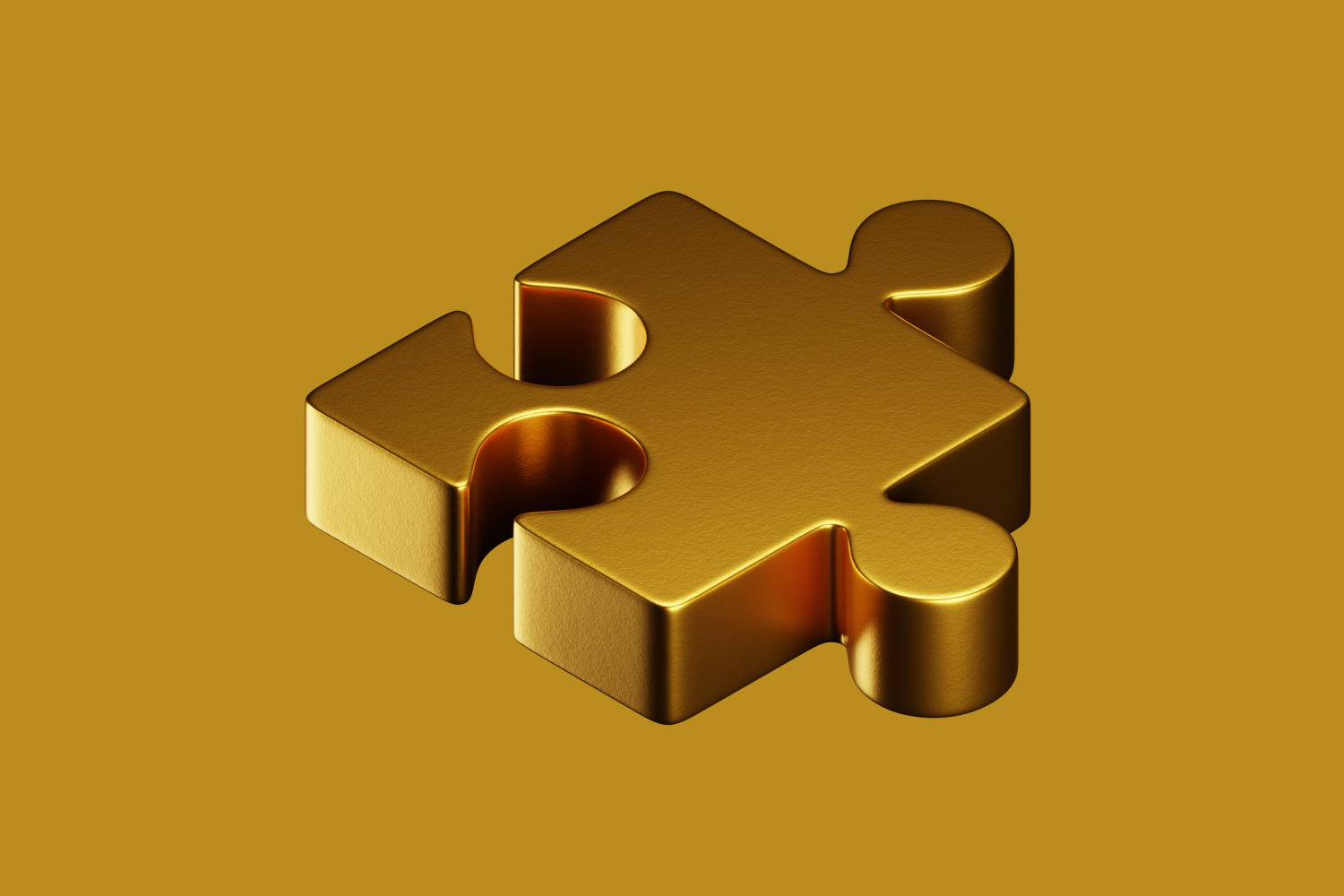 A gold puzzle piece on a yellow background.