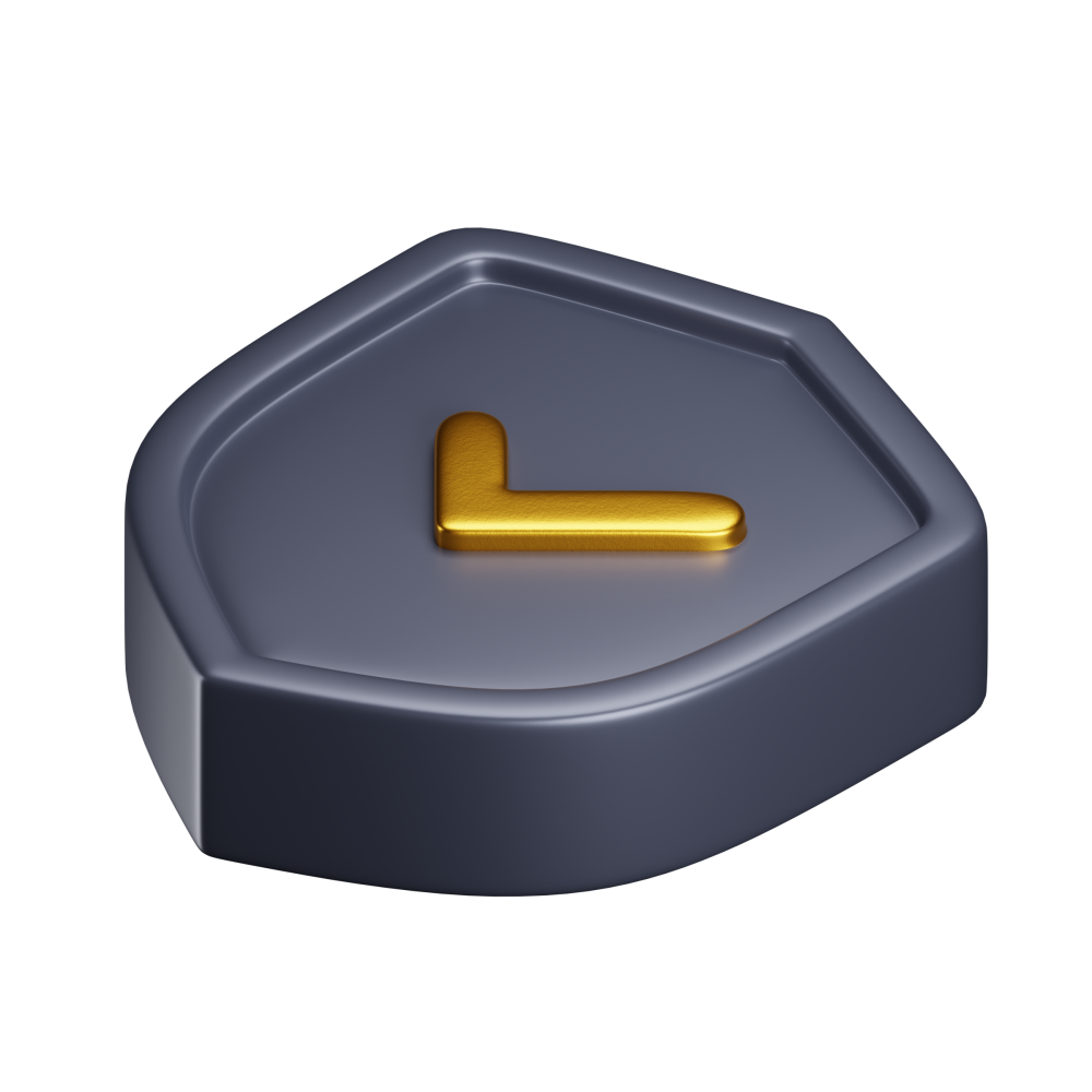 A black coin with a gold letter l on it