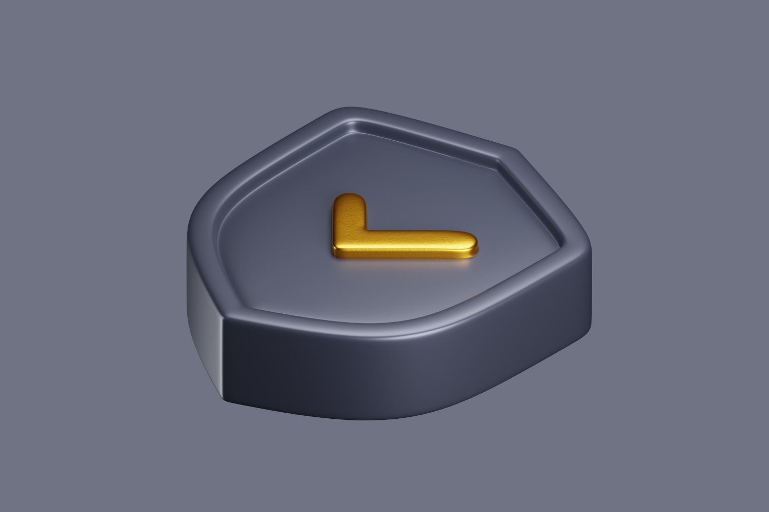 A 3d rendering of a shield with the letter l on it.