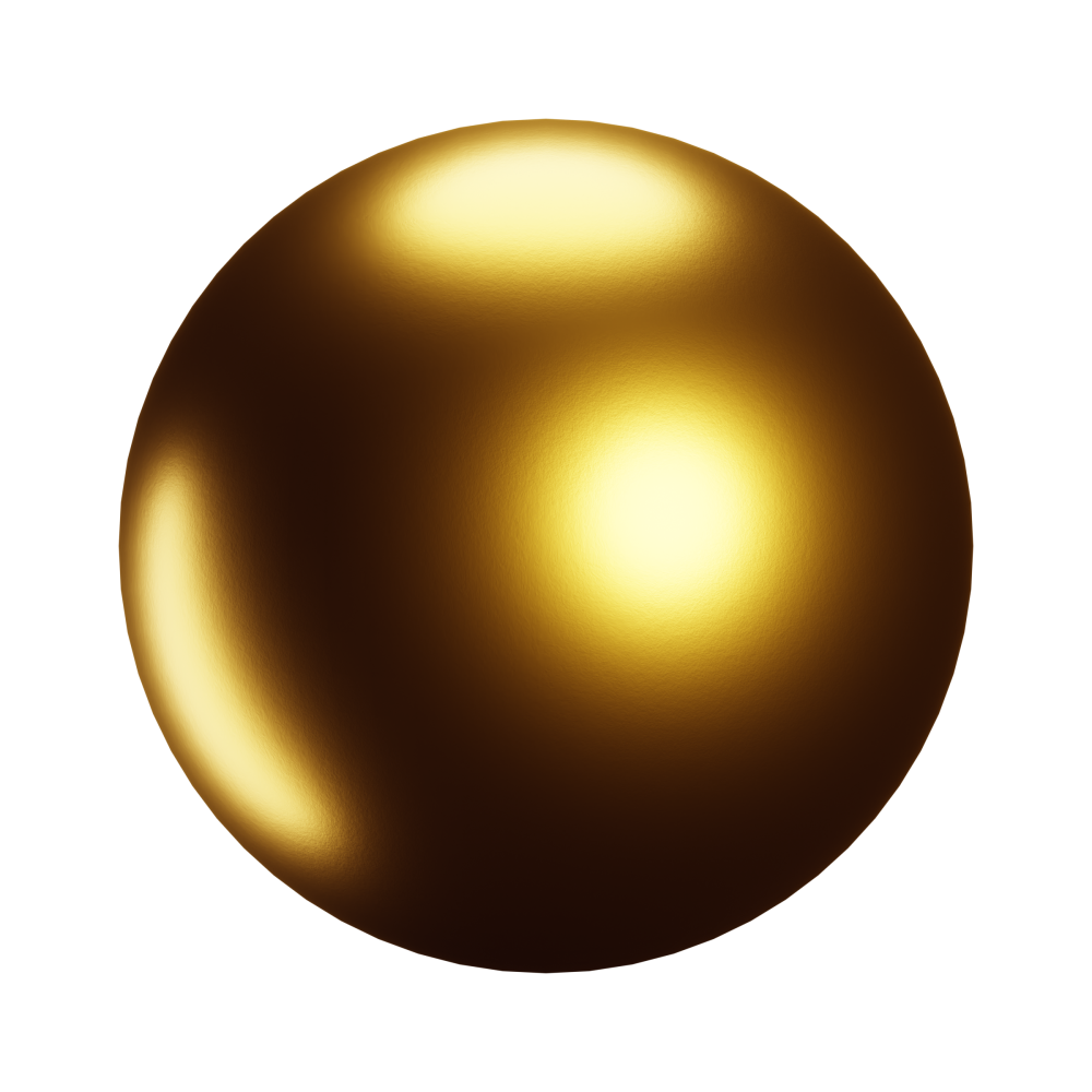 A close up of a gold ball on a white background