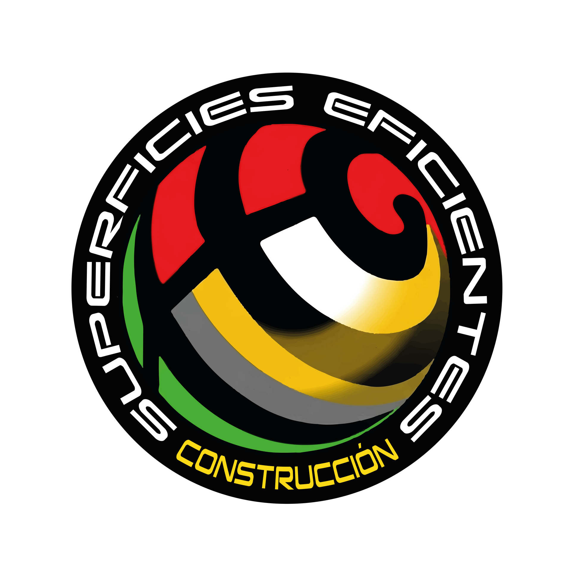 A circular logo with the text