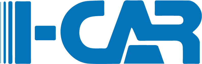 A blue i-car logo on a white background