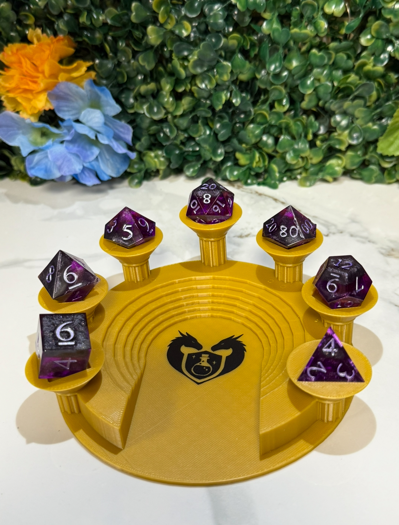 Hand Made Resin Dice - 7Pcs - Purple Magic  - Defects Gap on D8