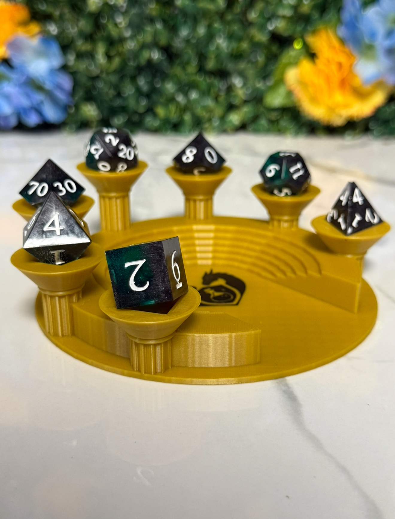 Hand Made Resin Dice - 7Pcs - Teal and Black **Dark   - Defects Lots of tiny bubbles