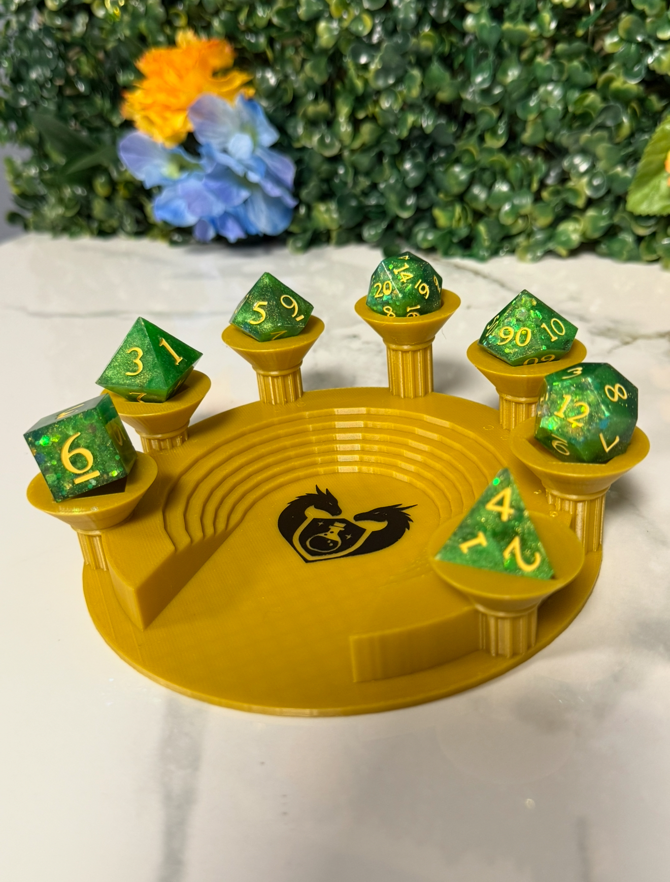 Hand Made Resin Dice - 7Pcs - Green Gummy - Slightly Squishy