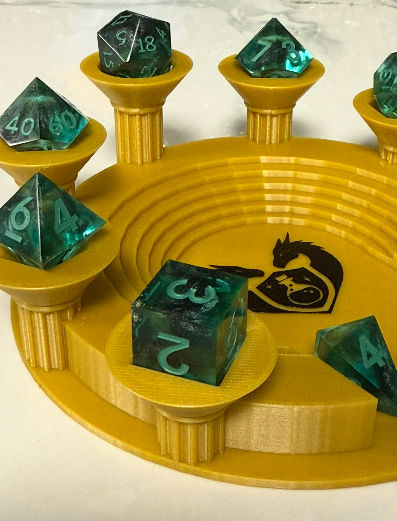 Hand Made Resin Dice - 9Pcs - Teal and Black **light