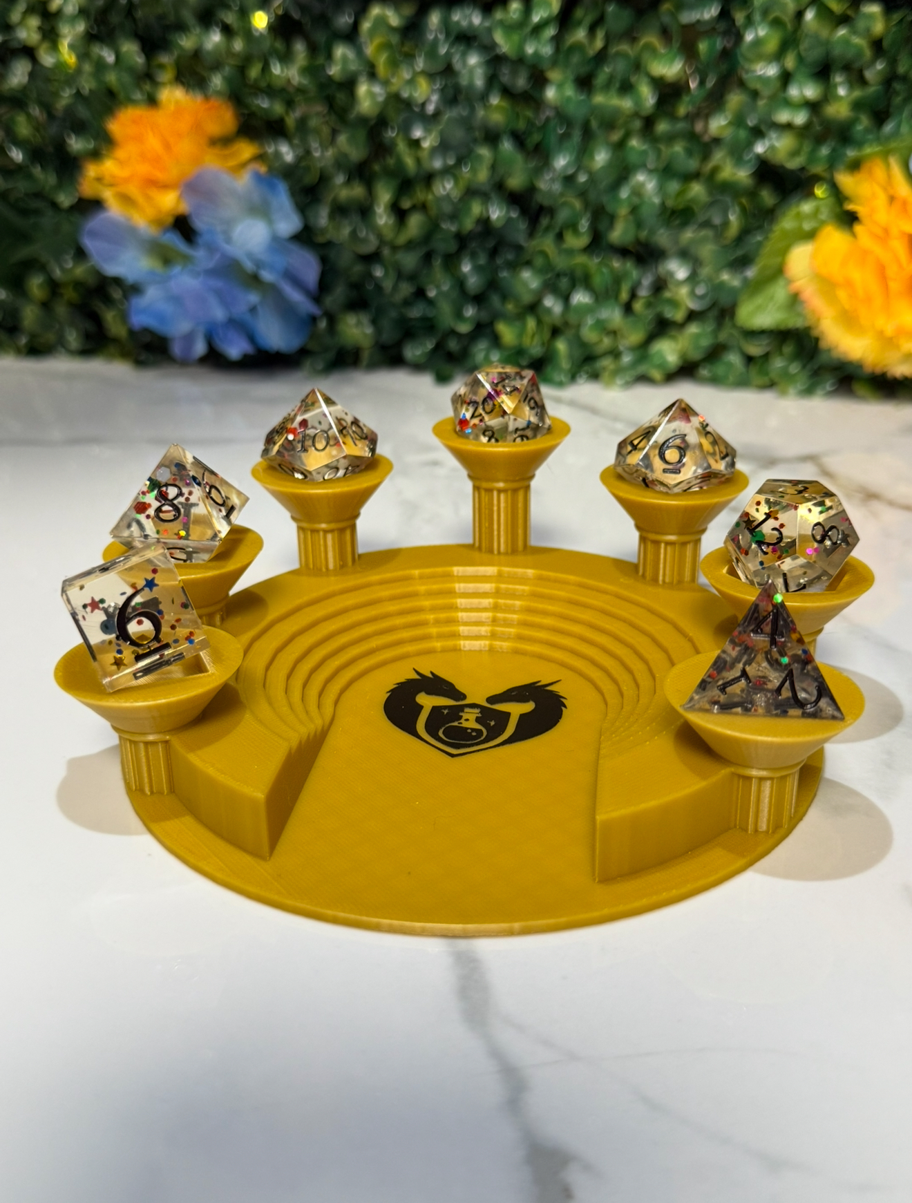 Hand Made Resin Dice - 7Pcs - Confetti