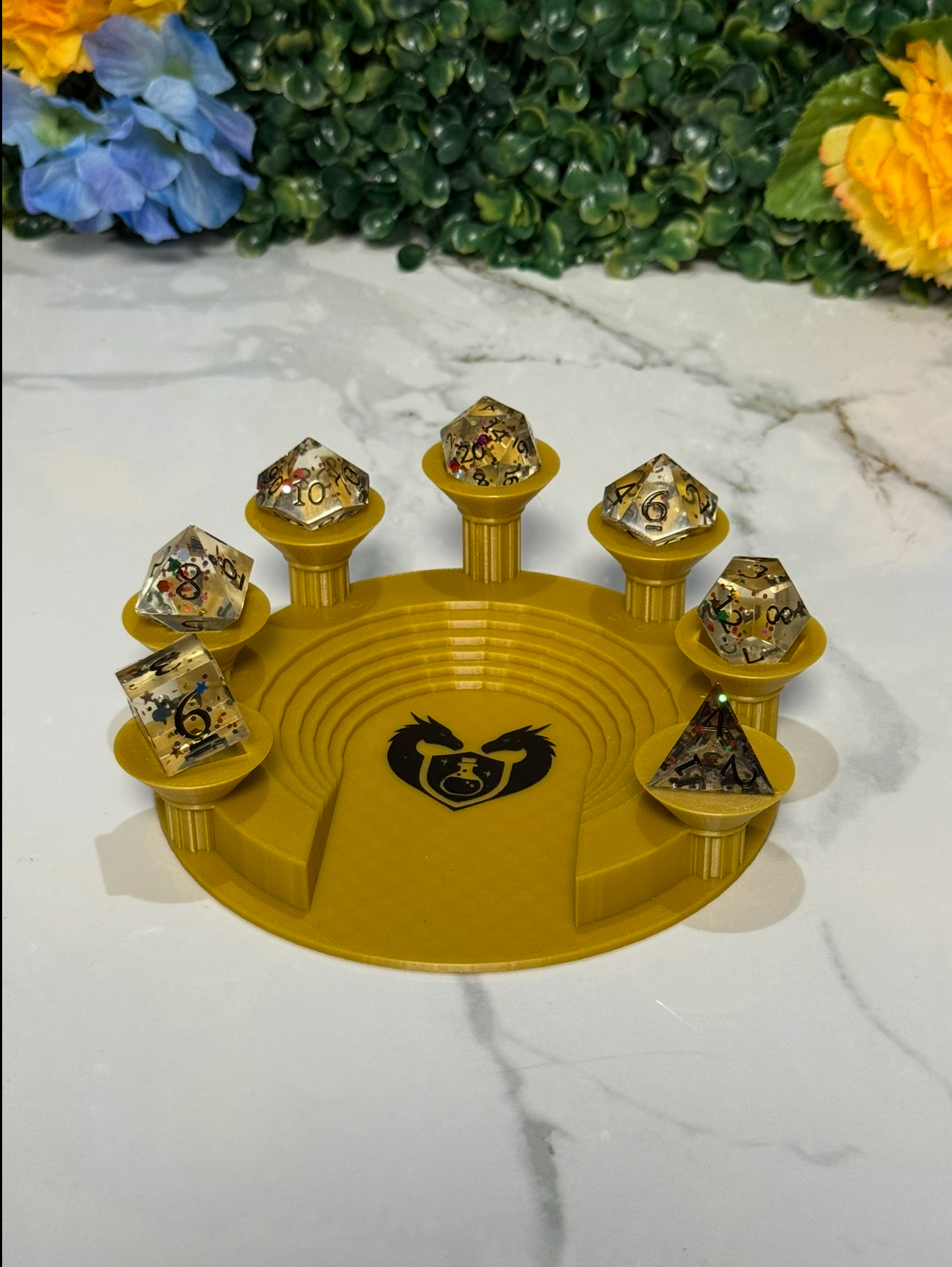 Hand Made Resin Dice - 7Pcs - Confetti