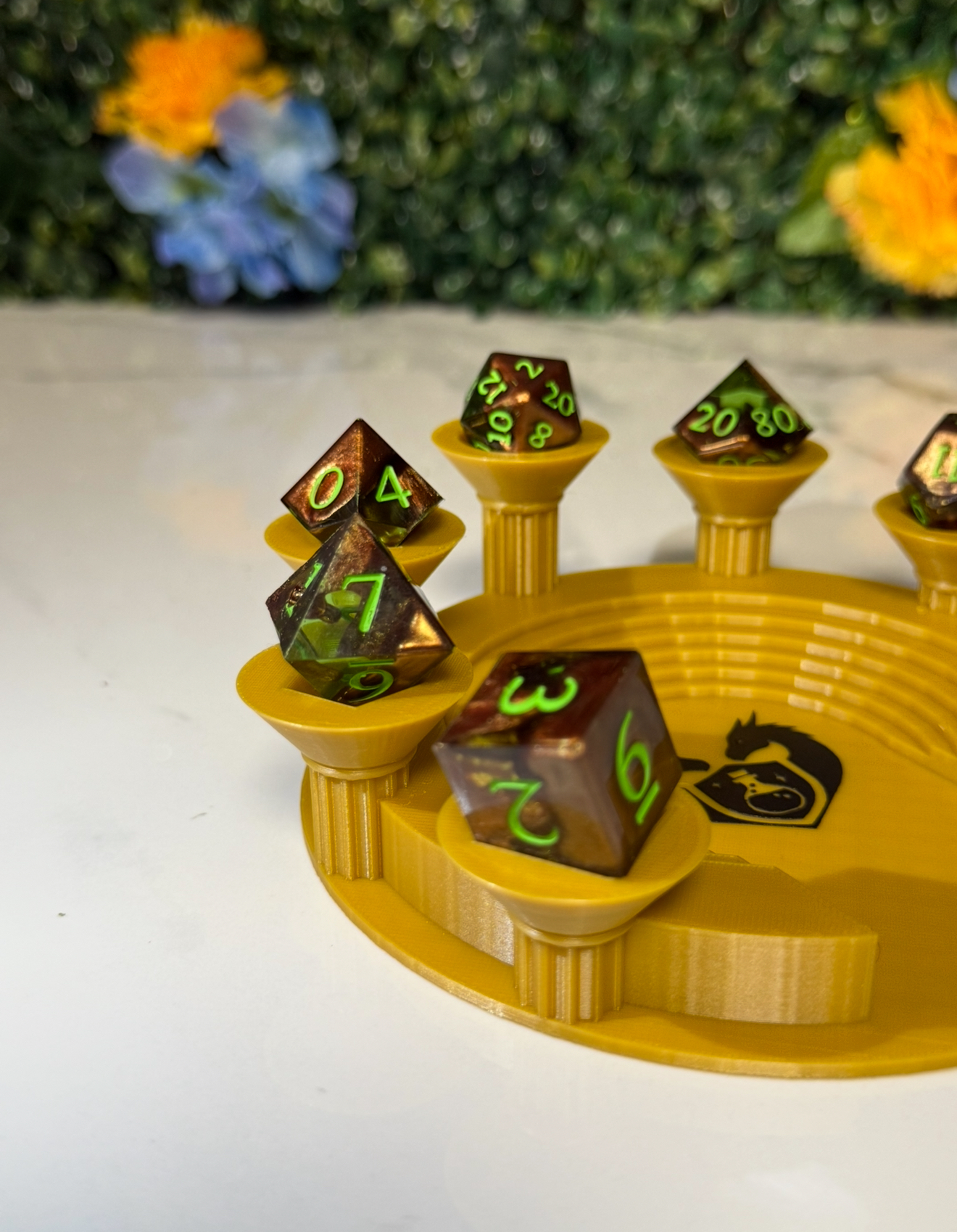 Hand Made Resin Dice - 7Pcs - Caramel Apple