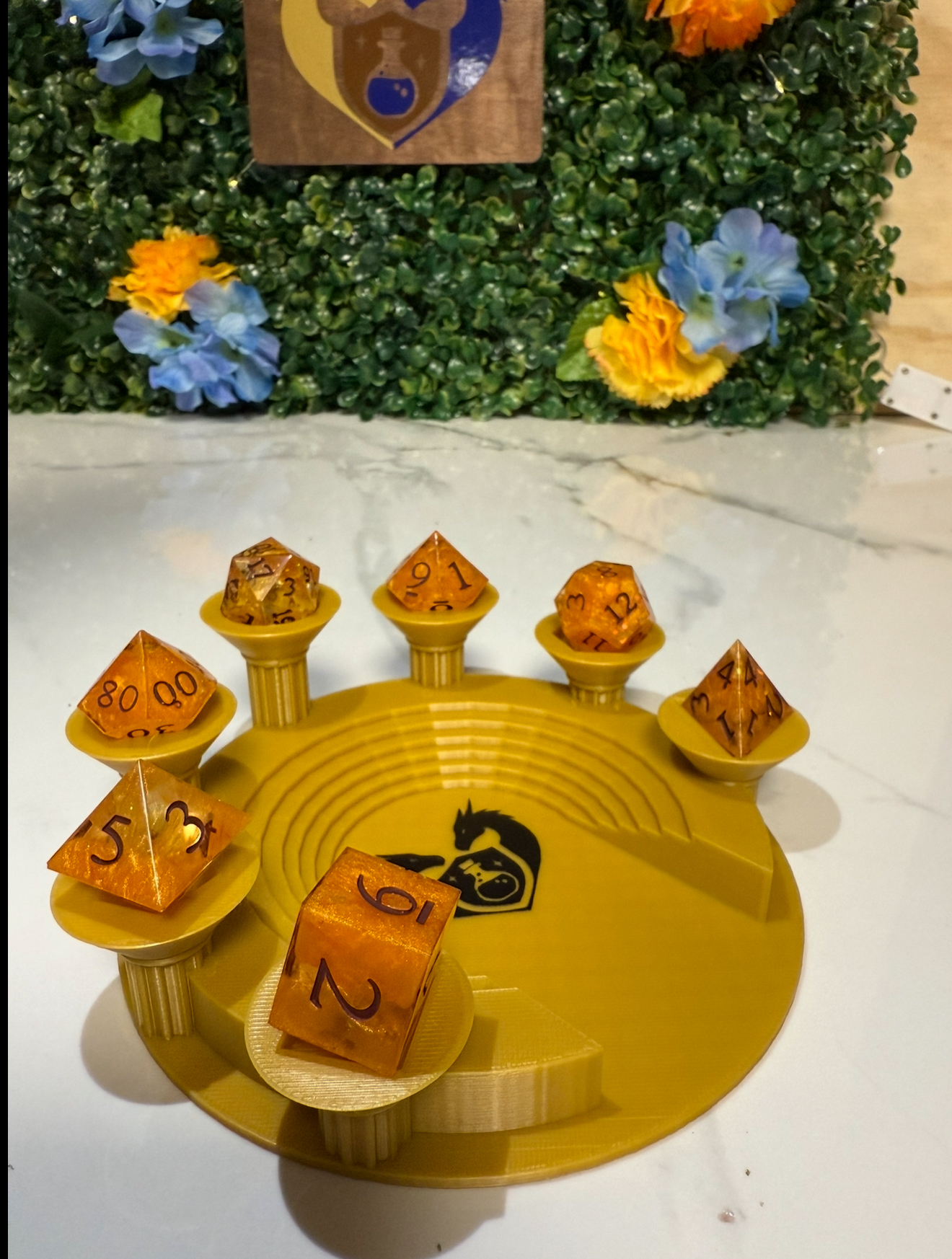 Hand Made Resin Dice - 7Pcs - Blood Orange