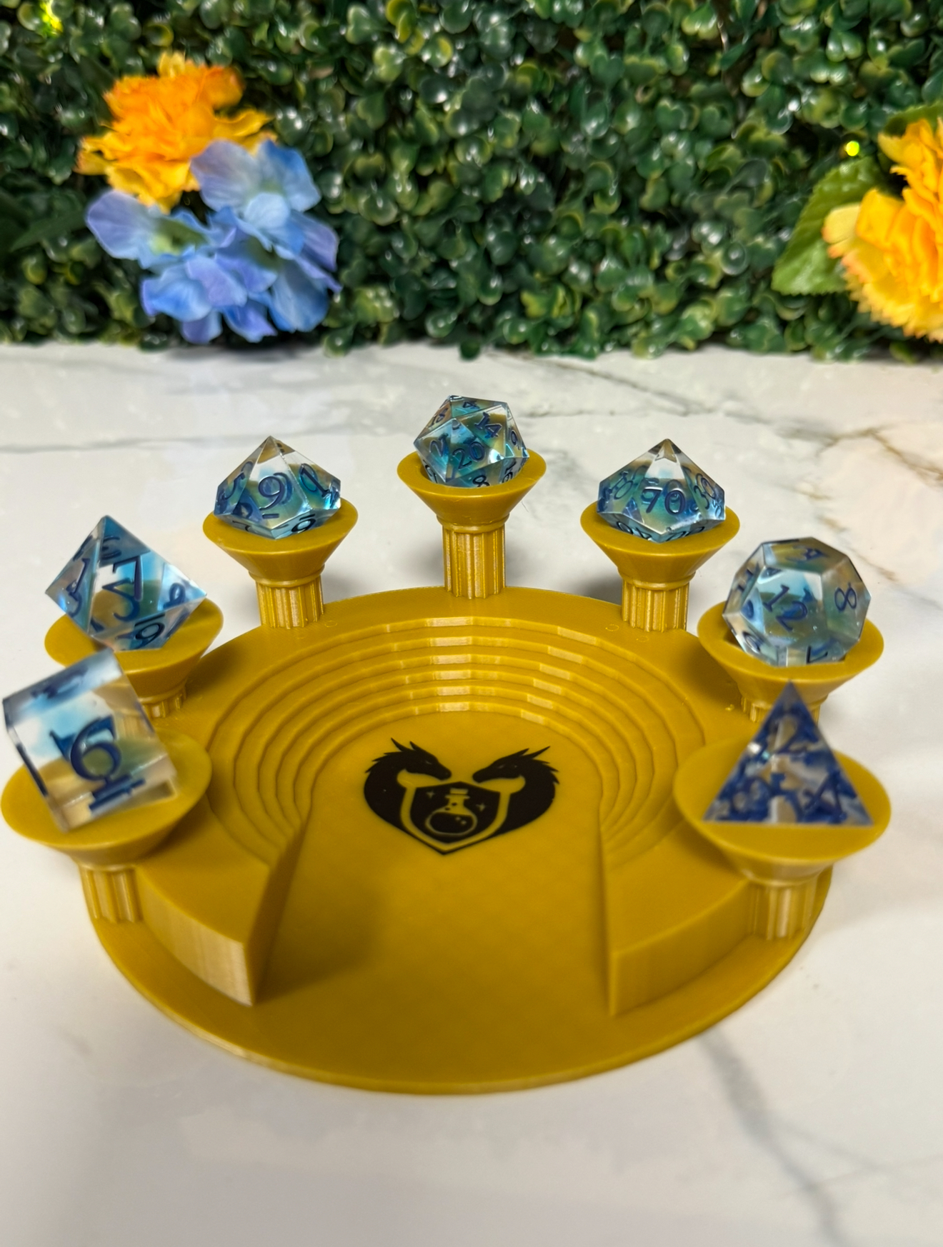 Hand Made Resin Dice - 7Pcs - Water Element