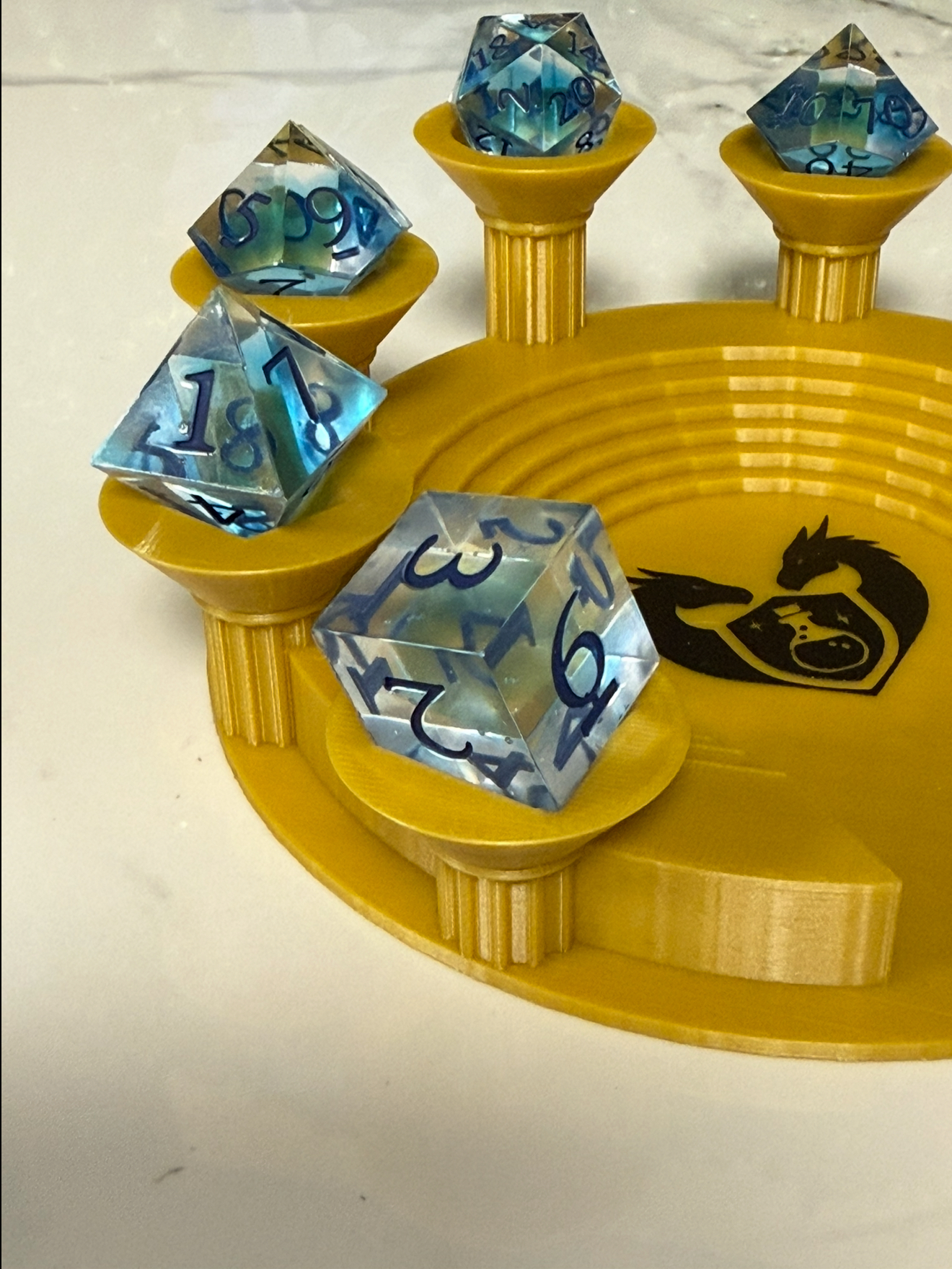 Hand Made Resin Dice - 7Pcs - Water Element