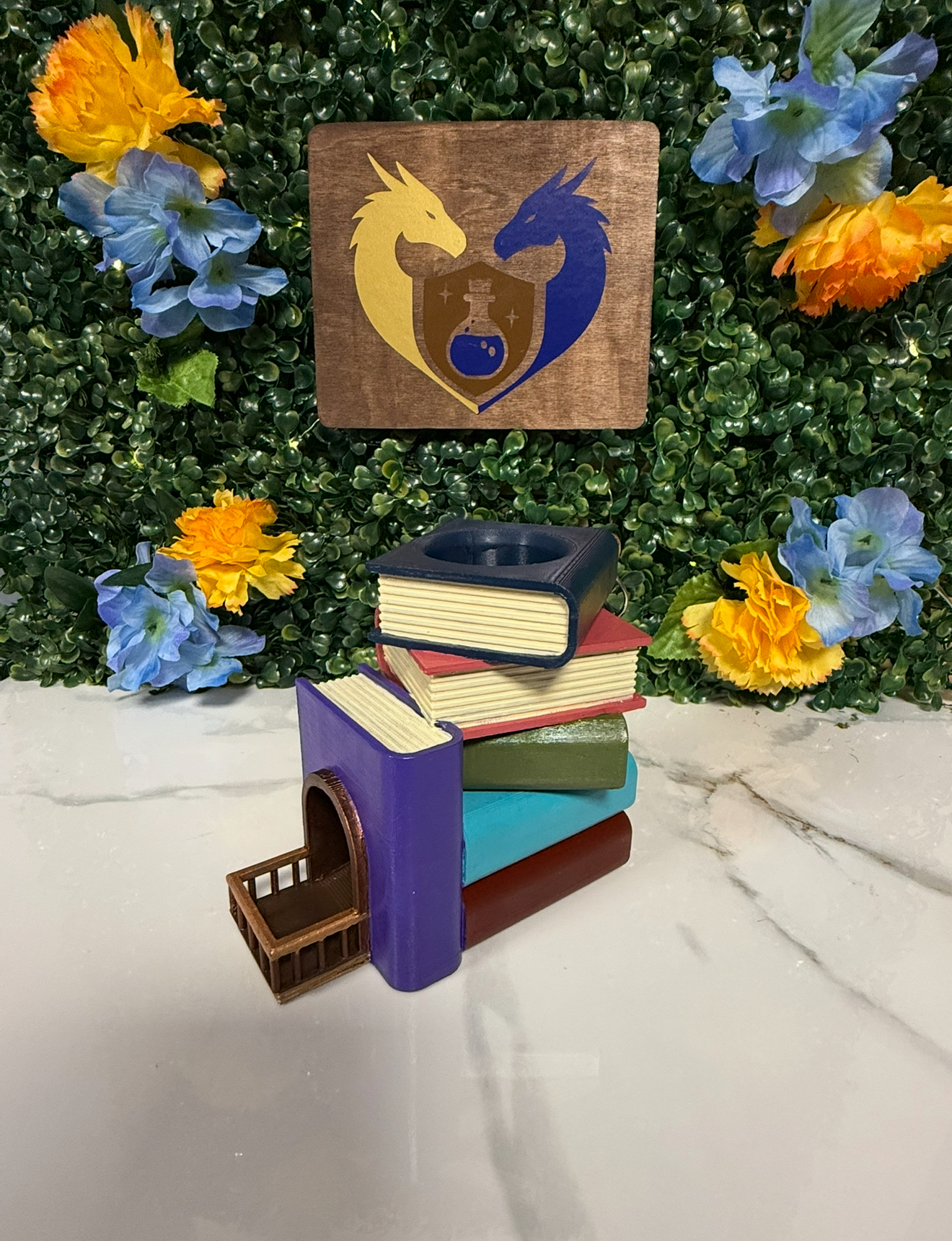 Book Stack Dice Tower Bag Hanger - PAINTED Pastel