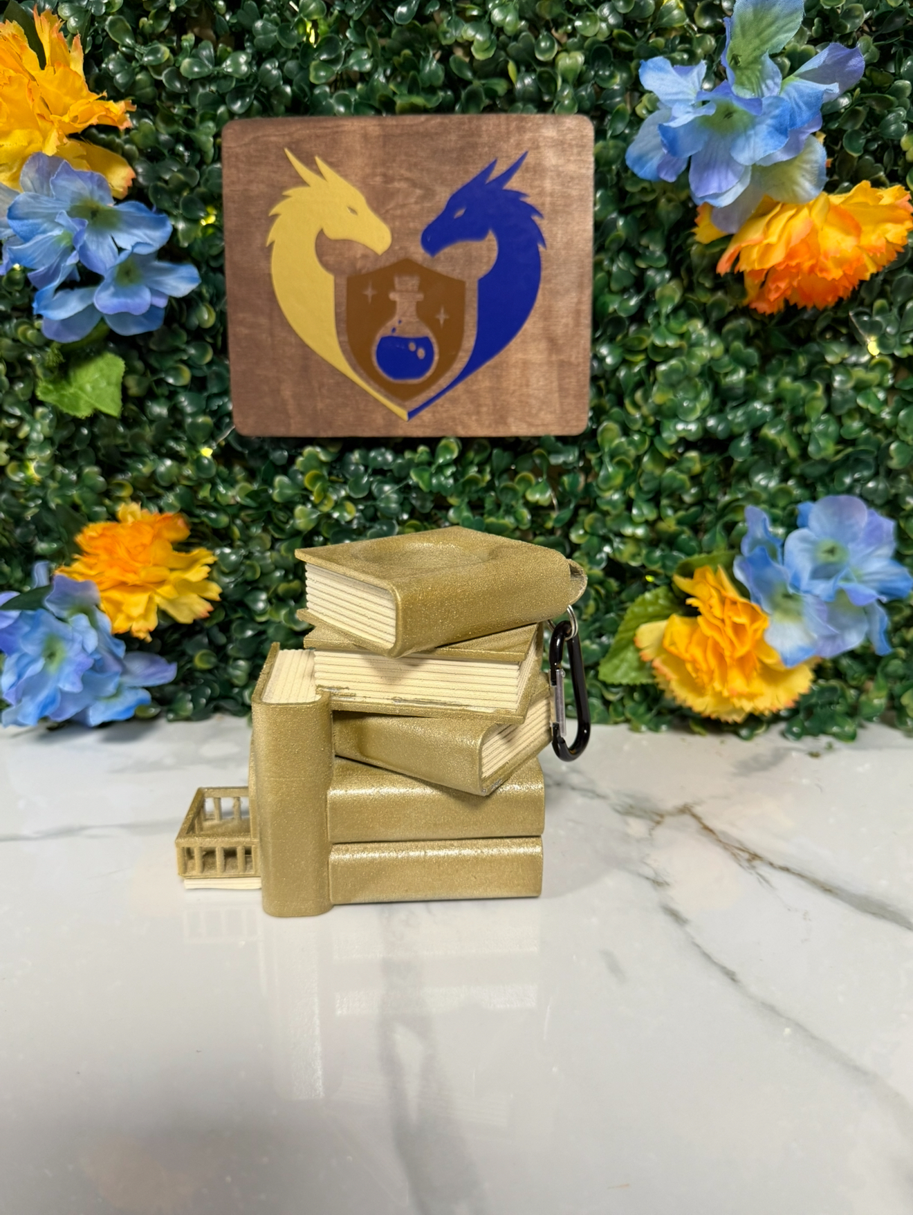 Book Stack Dice Tower Bag Hanger - PAINTED Sandstone - defect paint