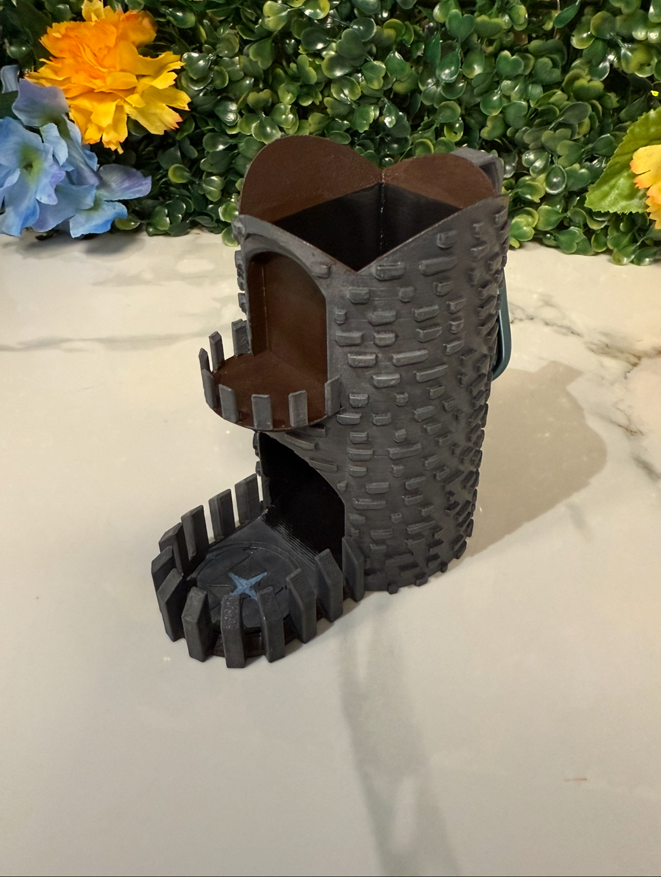 Medieval Castle Dice Tower Bag Hanger - PAINTED Gray/Brown/Blue