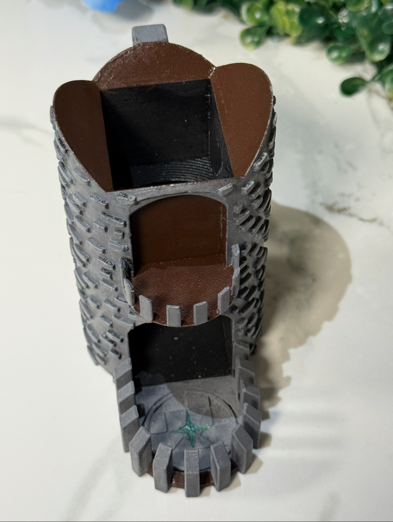 Medieval Castle Dice Tower Bag Hanger - PAINTED Gray/Brown/green