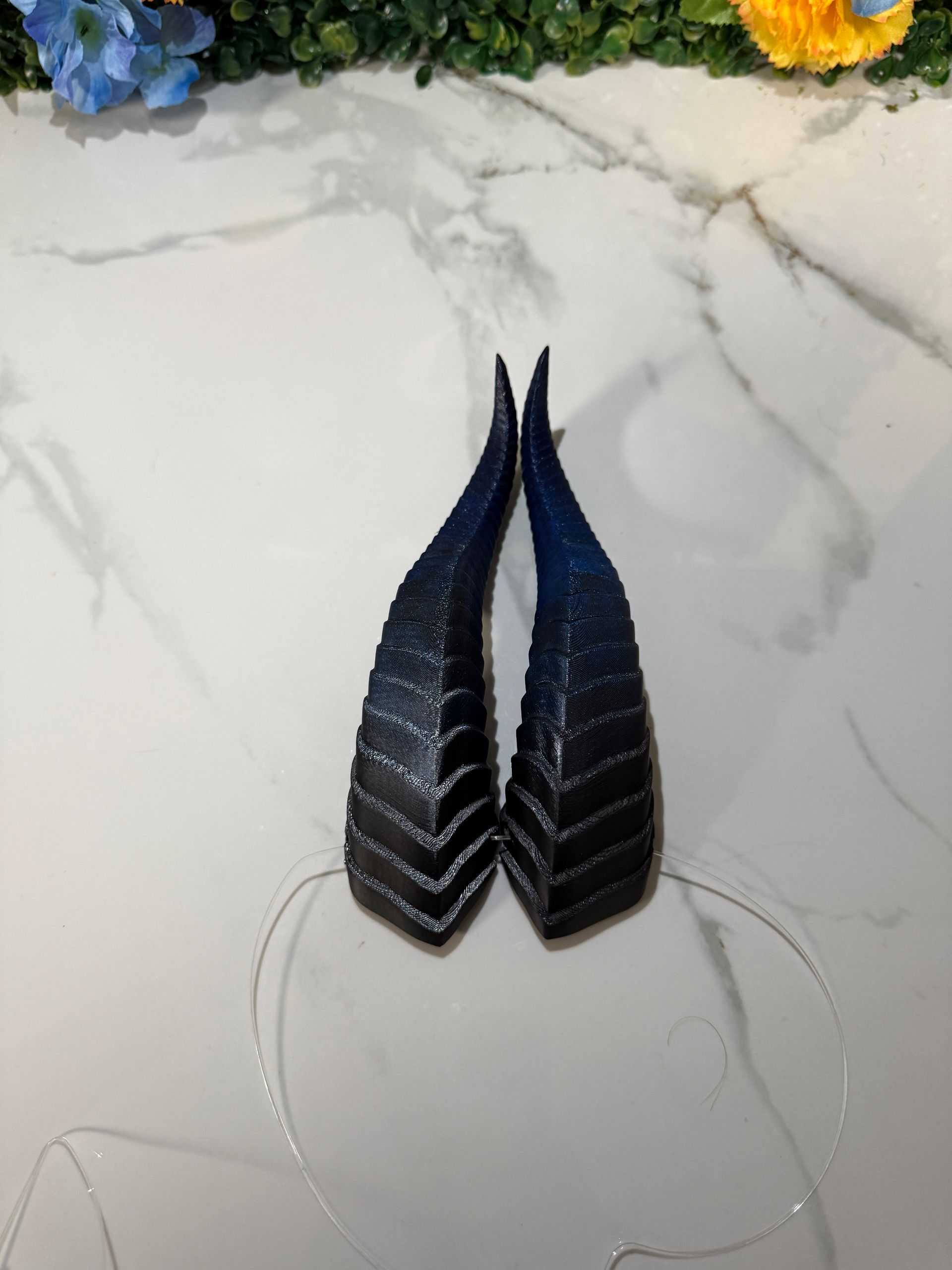 Wearable Dragon Horns - PAINTED Starry Night Blue