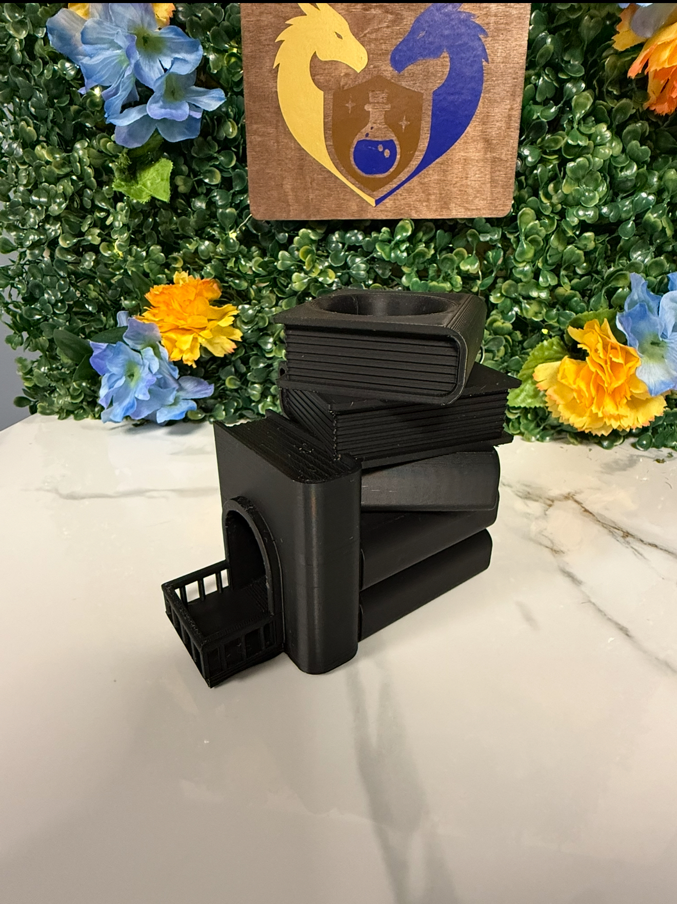 Book Stack Dice Tower Bag Hanger - UNPAINTED