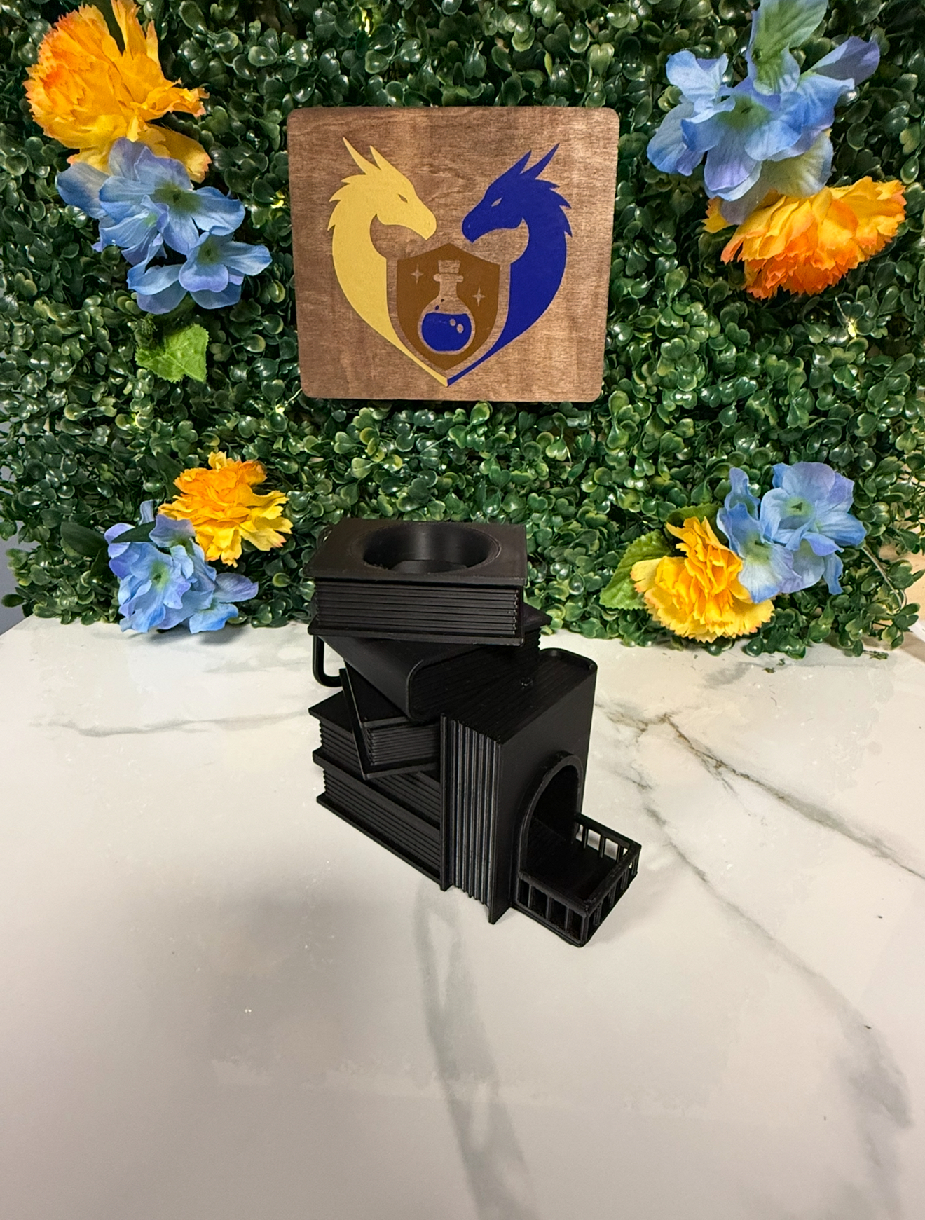 Book Stack Dice Tower Bag Hanger - UNPAINTED