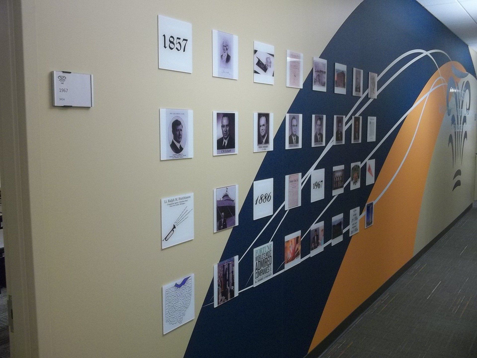 Sign company columbus ohio interior signage cut vinyl reception desk recognition wall