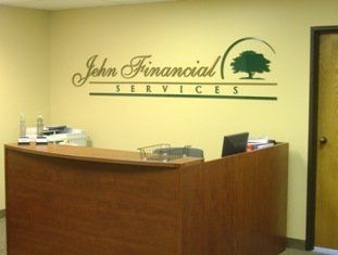 Sign company columbus ohio interior signage cut vinyl reception desk recognition wall