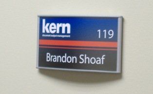 Sign company columbus ohio interior signage cut vinyl reception desk recognition wall