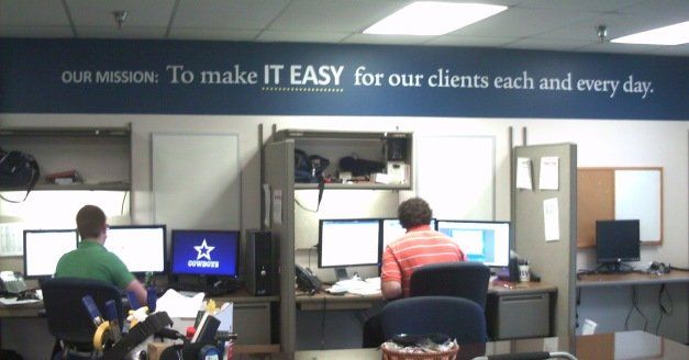 Sign company columbus ohio interior signage cut vinyl reception desk recognition wall