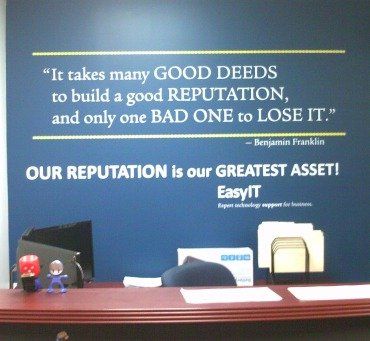 Sign company columbus ohio interior signage cut vinyl reception desk recognition wall