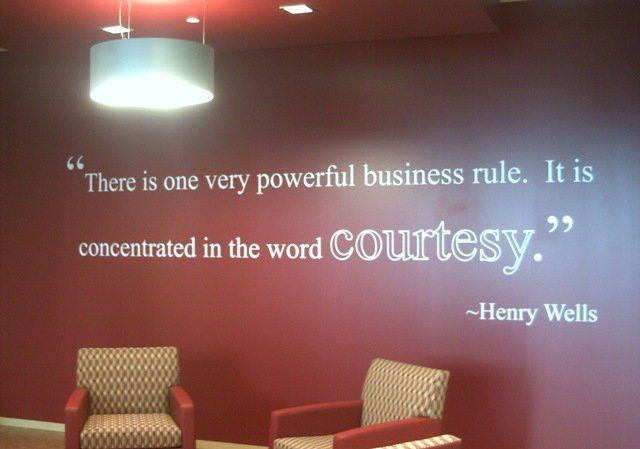 Sign company columbus ohio interior signage cut vinyl reception desk recognition wall