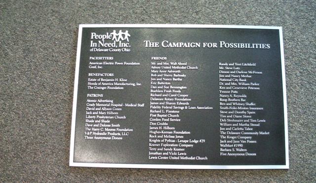 Sign company columbus ohio interior signage cut vinyl reception desk recognition wall