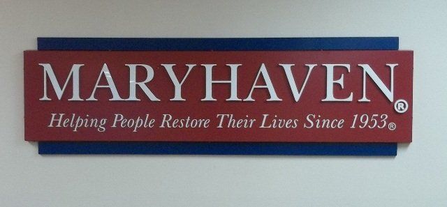 Sign company columbus ohio interior signage cut vinyl reception desk recognition wall