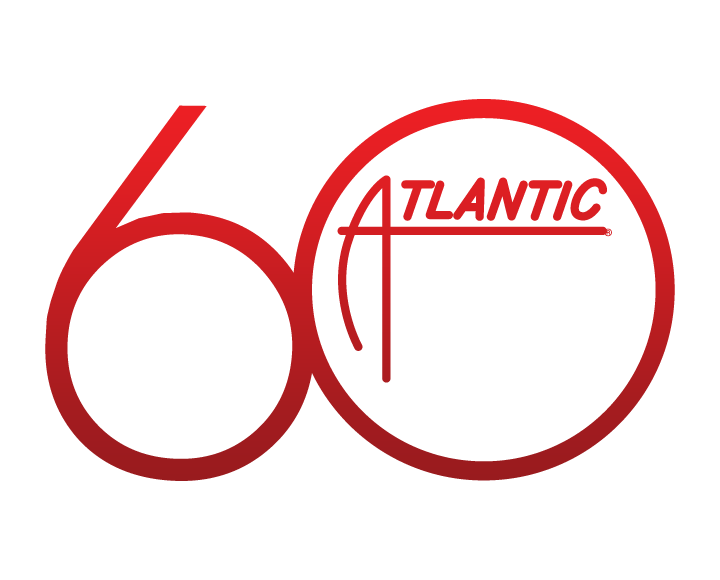 A red and white logo for atlantic radio