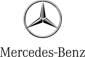 A black and white mercedes benz logo on a white background