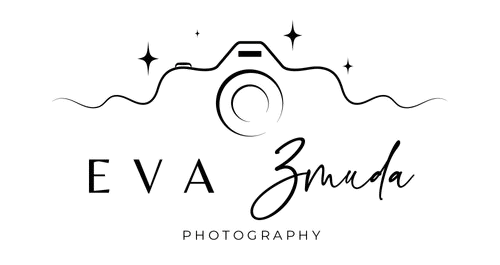 Logo: A camera outline with "EVA Zmuda" and "PHOTOGRAPHY". Stars and wavy lines accent the design.
