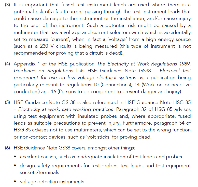 GUIDANCE FOR TEST INSTRUMENT LEADS