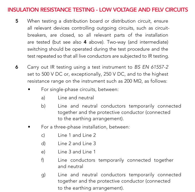 Insulation Resistance Testing Low Voltage And Felv Circuits