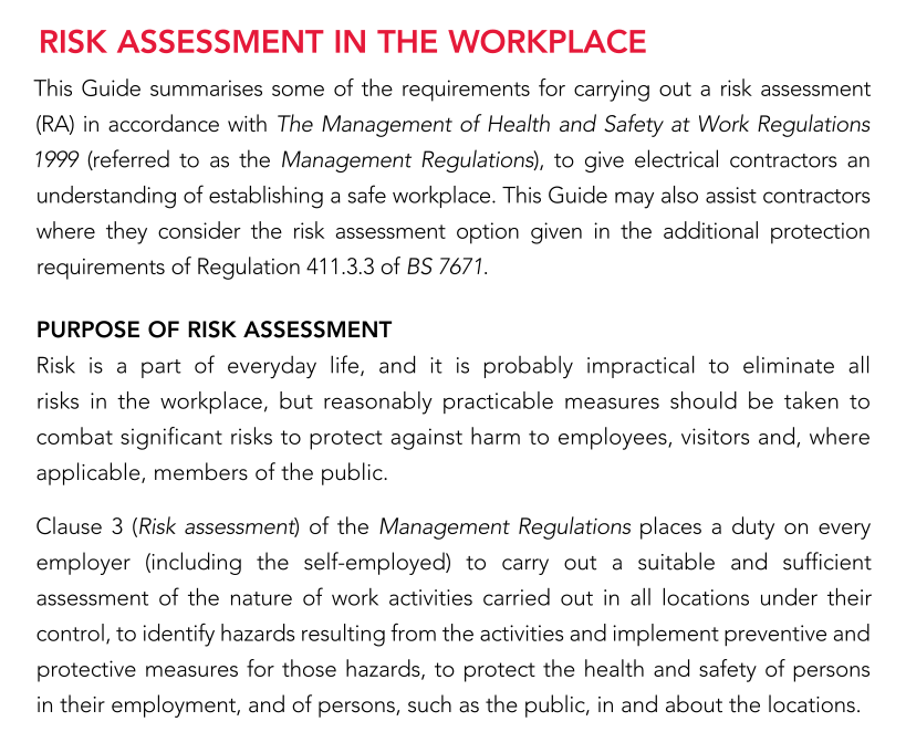 Risk Assessment In The Workplace