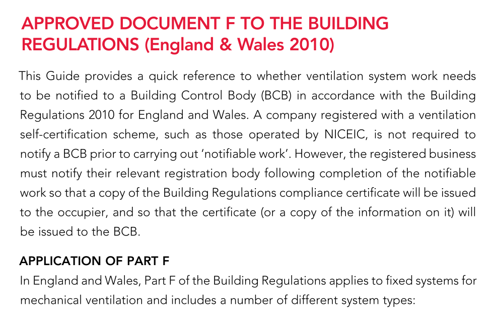 Approved Document F To The Building Regulations