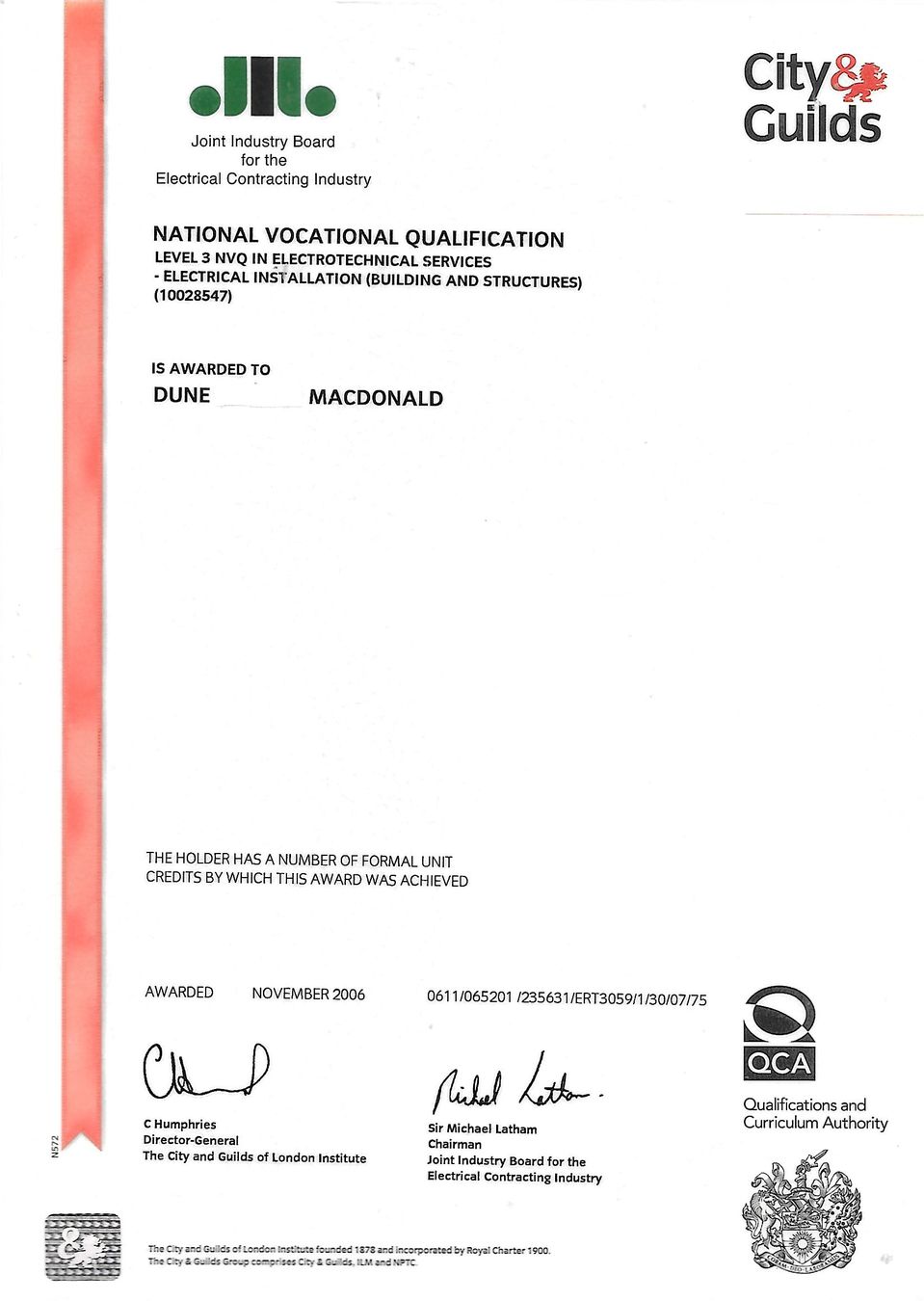 electrical qualifications 