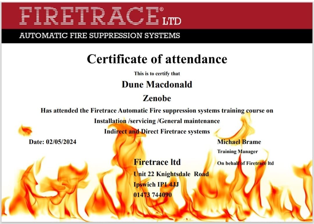 Dune Macdonald Firetrace Certificate 2025