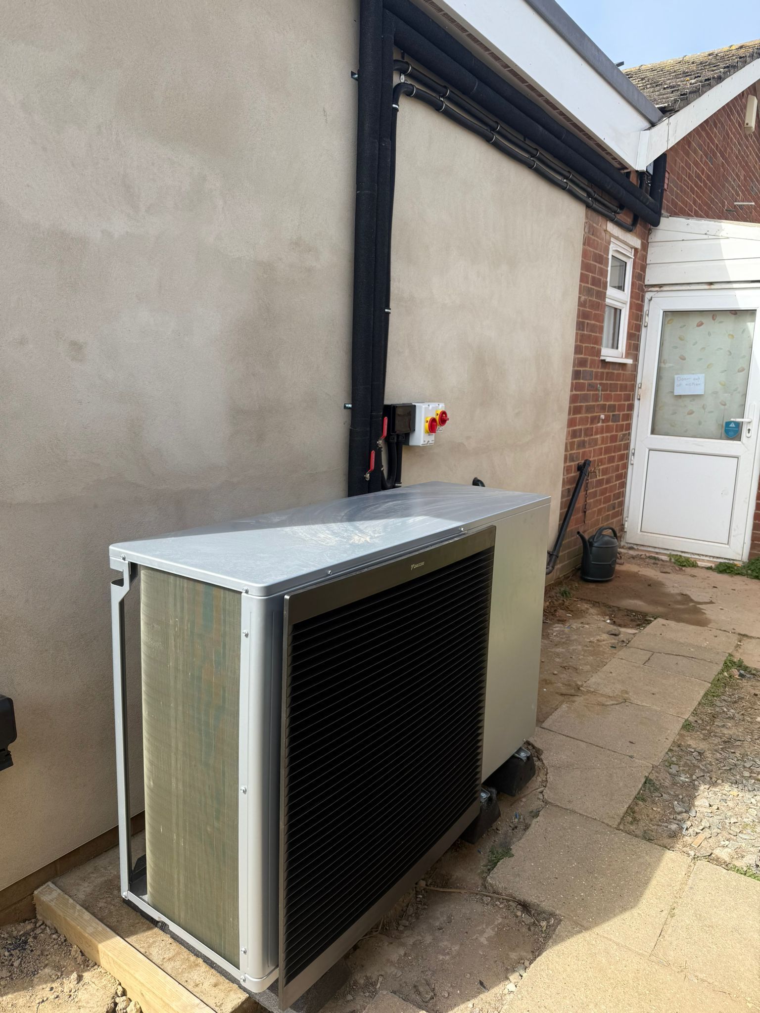  Modern air source heat pump heating system installation