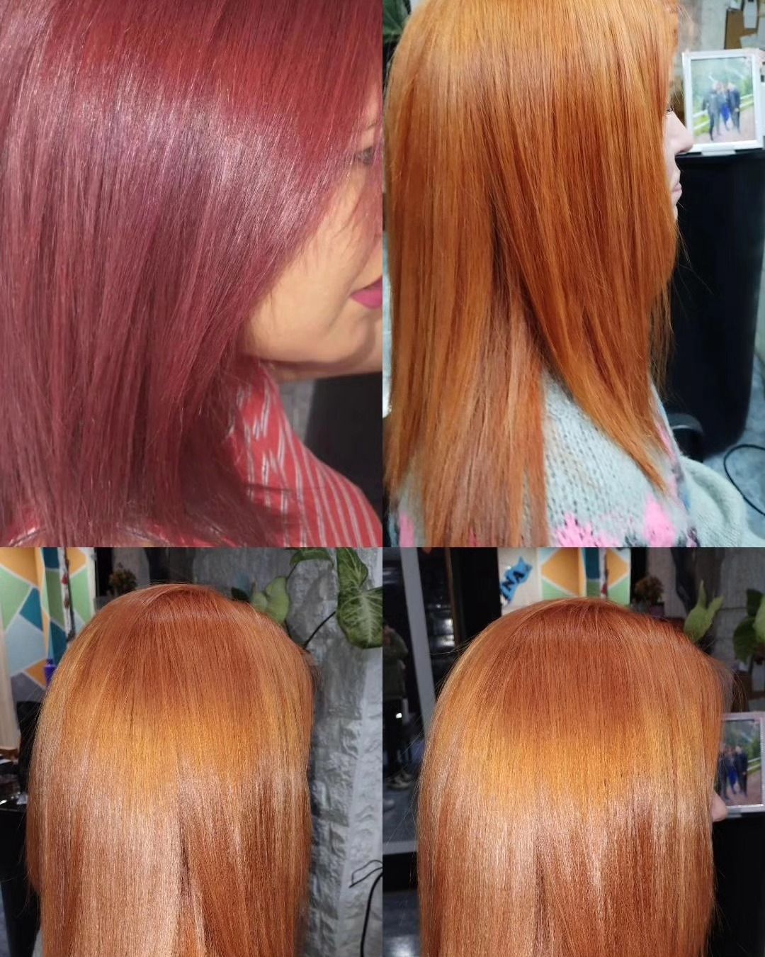 Una comparación lado a lado de la transformación del color del cabello