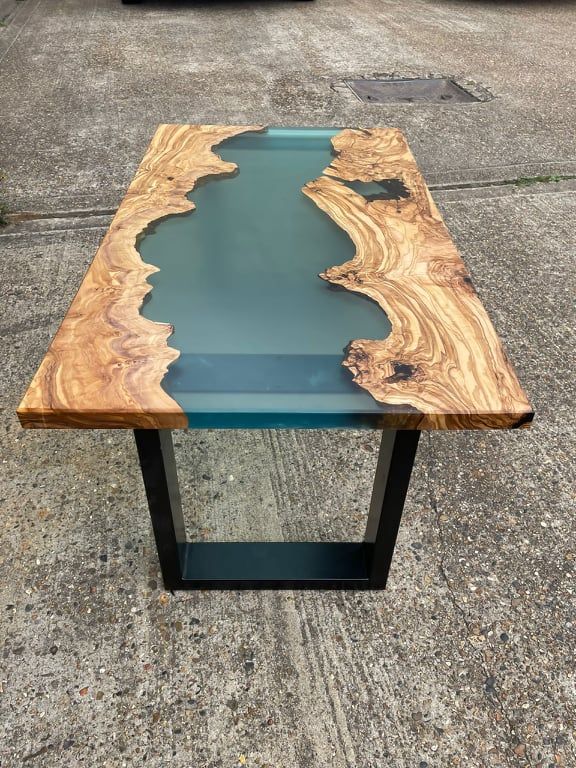 Tunisian olive wood table with resin inlay