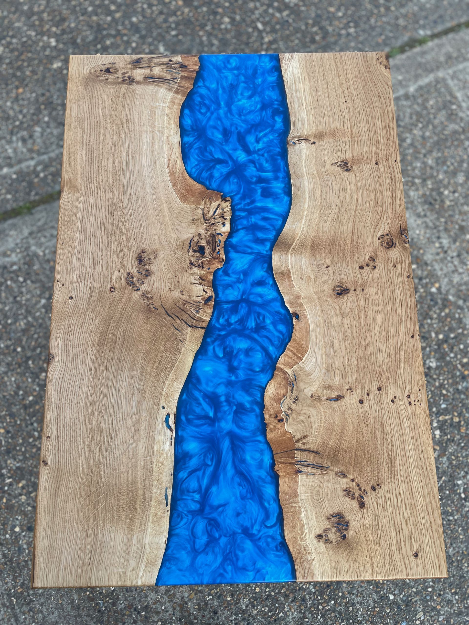 Oak and resin river table