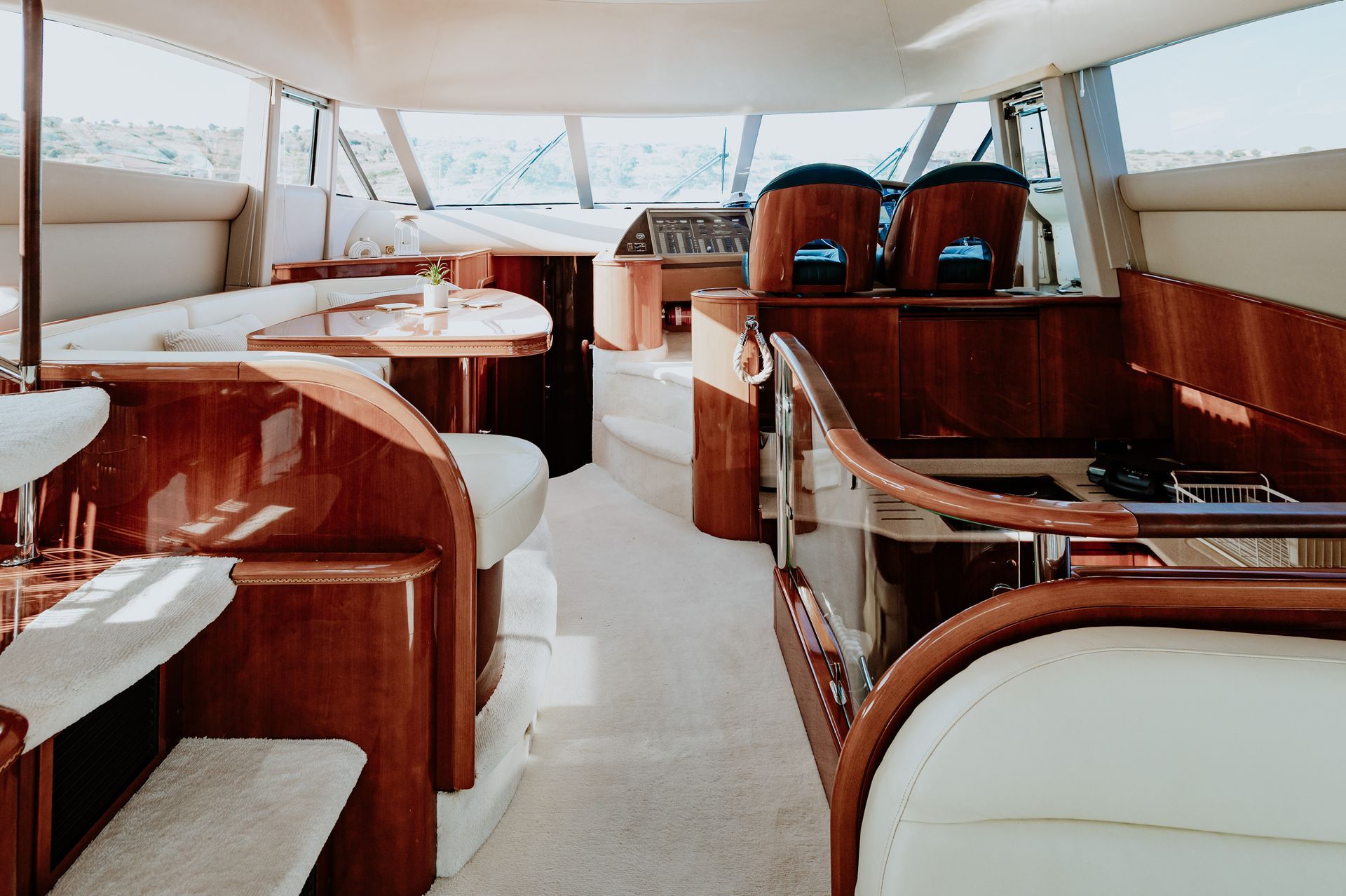 Luxury yacht dining area set for onboard hospitality experience