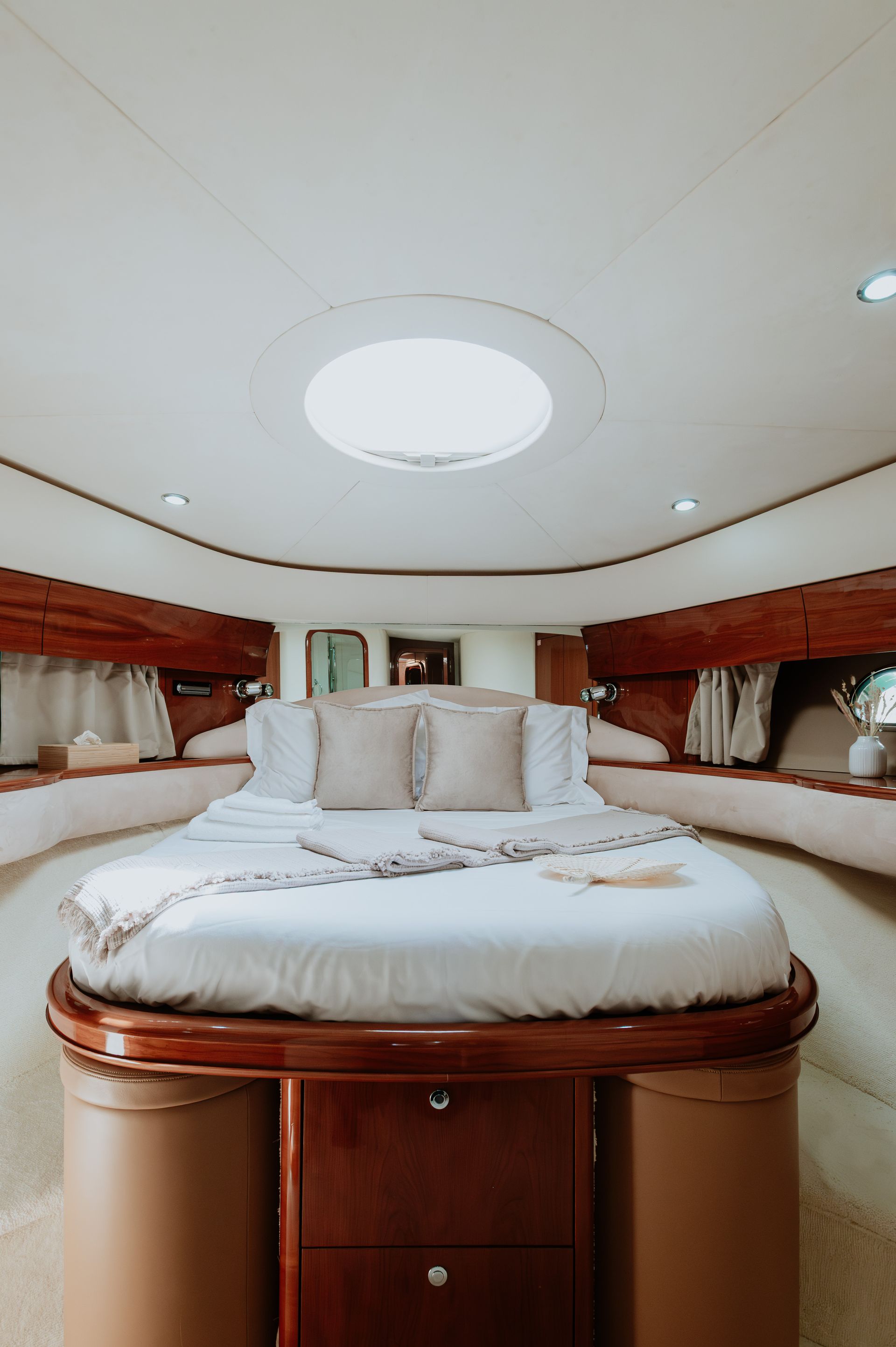 Private yacht bathroom interior with modern amenities