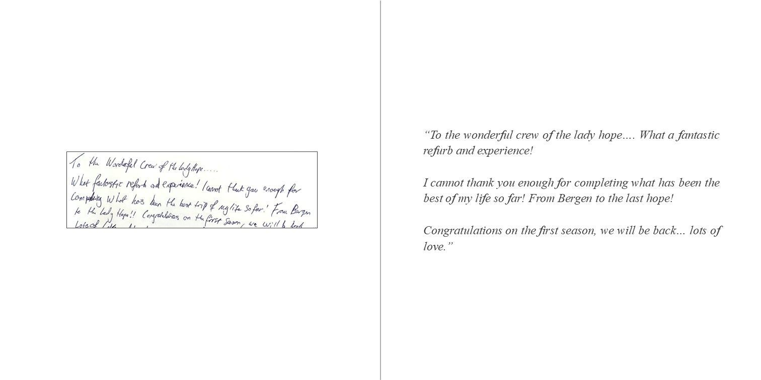 Guest appreciation book onboard a private charter yacht